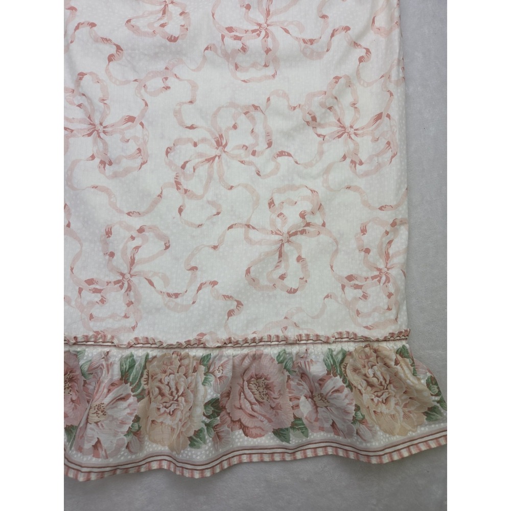 Vintage 80 90s Cottagecore Grandmillennial Floral Pink Bow Ribbons Chintz Single
